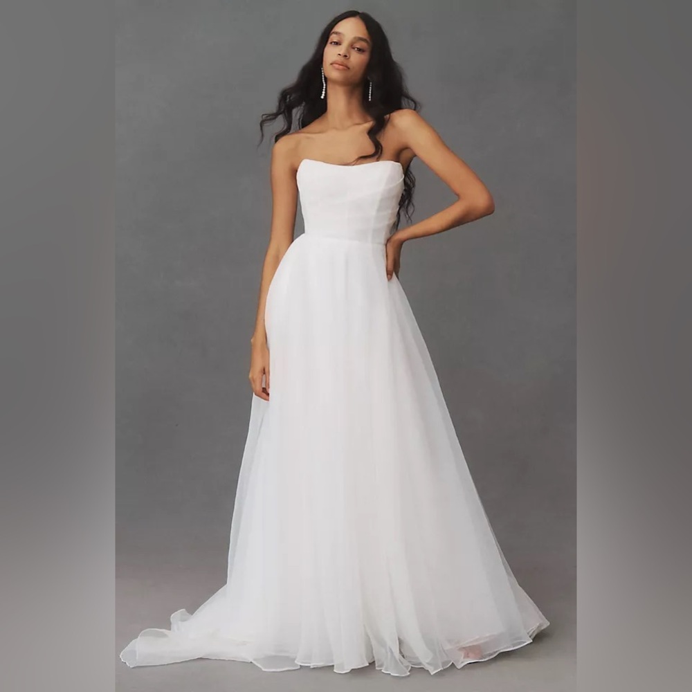 Jenny Yoo White Off-the-Shoulder A-Line Wedding Dress - Picture 9 of 16